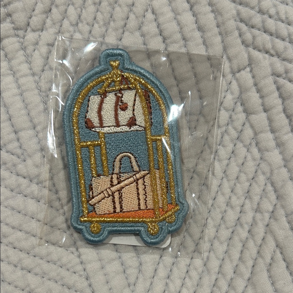 Stoney Clover Lane Embroidered Luggage Bellhop Patch in Light Blue & Gold